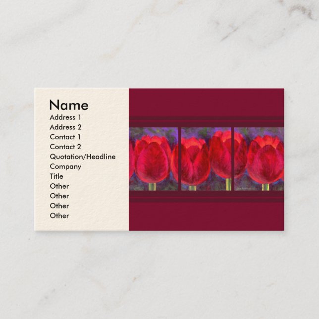 Red Tulips Flowers Painting - Multi Business Card (Front)
