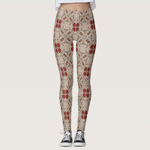 Red tulips geometric leggings