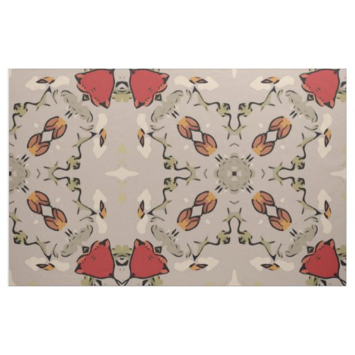 Red tulips geometric print fabric