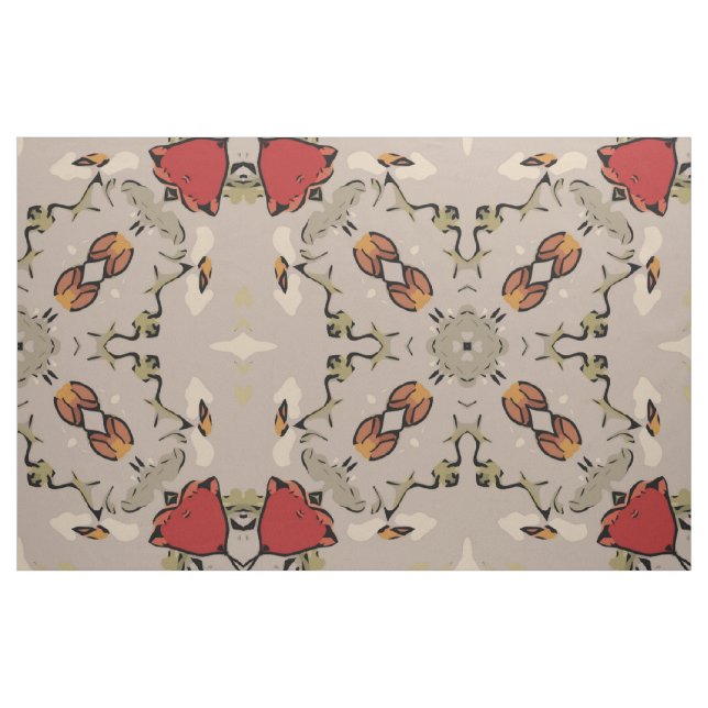 Red tulips geometric print fabric (Fat Quarter)