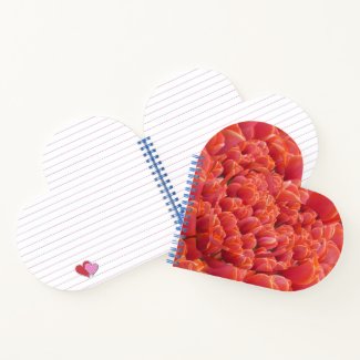 Red Tulips Hearts Spiral Notebook Heart Shaped