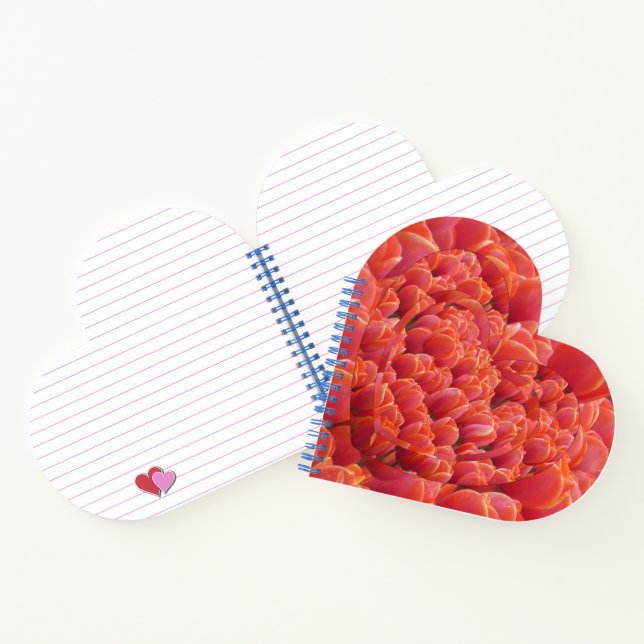 Red Tulips Hearts Spiral Notebook Heart Shaped (Inside)