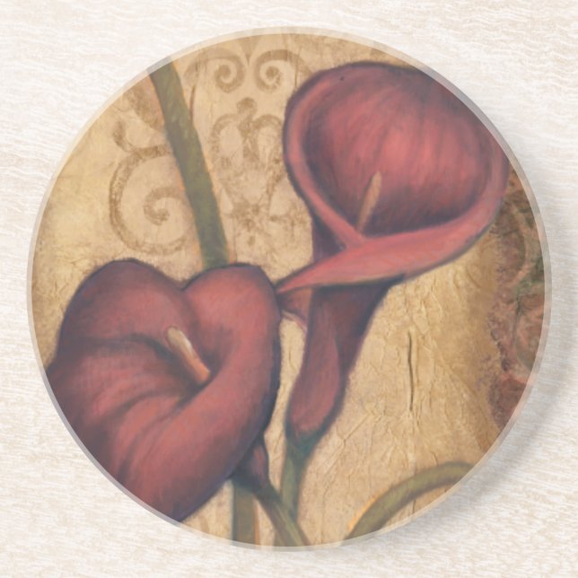 Red Tulips II Sandstone Coaster (Front)