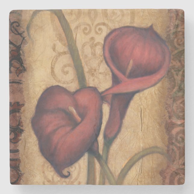 Red Tulips II Stone Coaster (Front)
