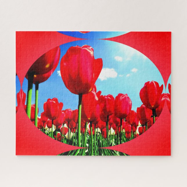 Red tulips in art jigsaw puzzle (Horizontal)