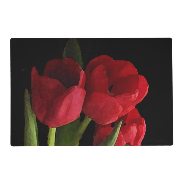 Red Tulips Laminated Placemat (Back)