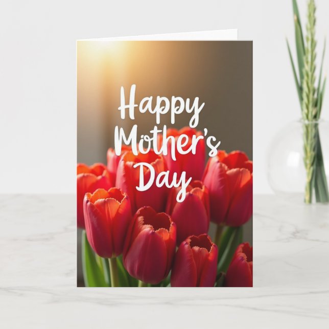 Red Tulips Mothers Day Card (Front)