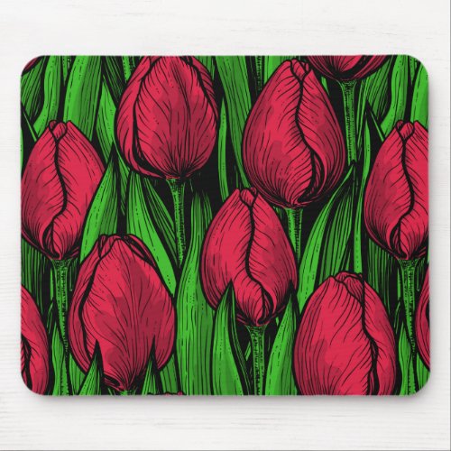 Red tulips mouse pad