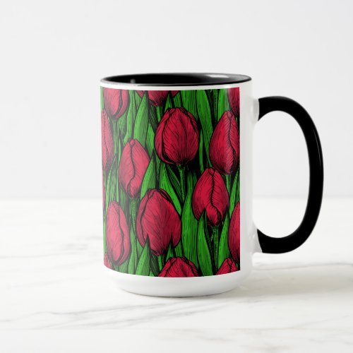 Red tulips mug