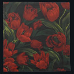 Red Tulips on Black Napkin<br><div class="desc">Set of 4 12” x 12” cloth cocktail napkins with an image of beautiful deep red tulips and lush green leaves on black. See matching paper cocktail napkin and coasters. See the entire Mother's Day Napkin collection in the FOOD/BEV | Linens section. This product is not associated or affiliated with...</div>