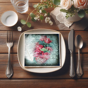 Red Tulips Ostrich Feather Ephemeral Decoupage Napkins