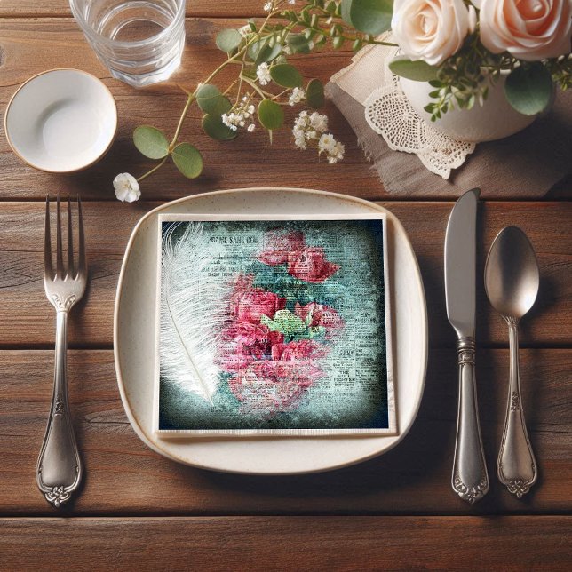 Red Tulips Ostrich Feather Ephemeral Decoupage Napkins (Creator Uploaded)