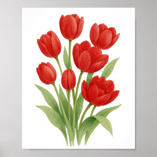 Red Tulips Painting Floral Wall Art