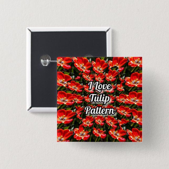 Red Tulips Pattern Button (Front & Back)