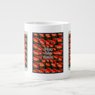 Red Tulips Pattern Giant Coffee Mug