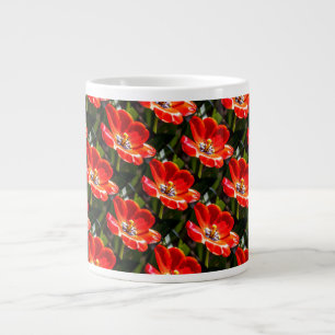 Red Tulips Pattern Giant Coffee Mug