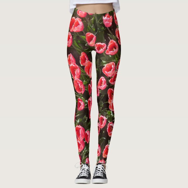 Red Tulips Pattern Legging (Front)