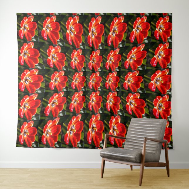 Red Tulips Pattern Tapestry (In Situ (Horizontal))