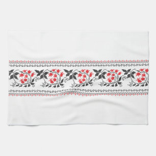 Red tulips pattern towel