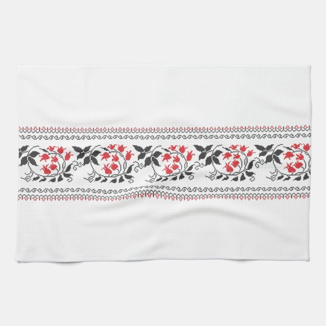 Red tulips pattern towel (Horizontal)