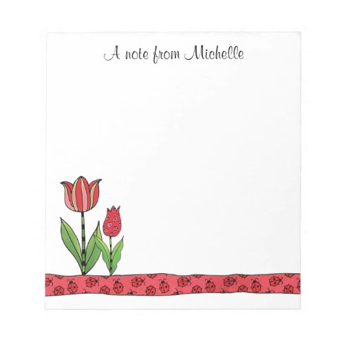 Red Tulips Personalized 55 x 6 Notepad