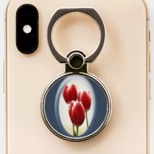 Red tulips phone ring stand
