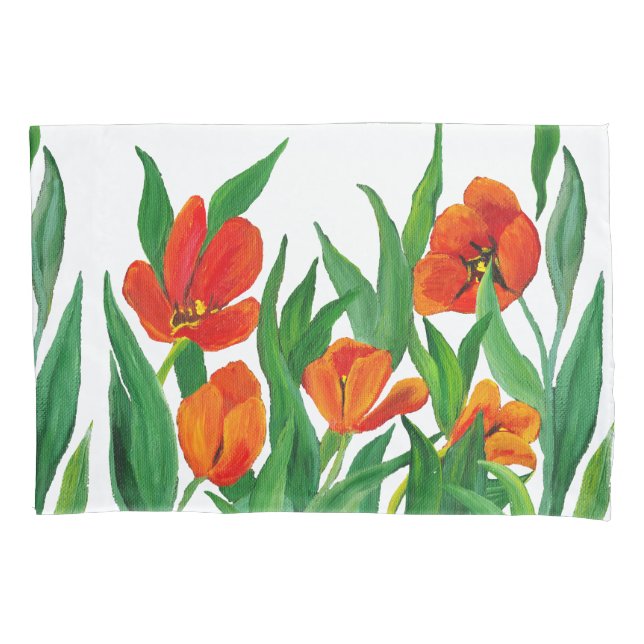 Red Tulips Pillow Case (Front)