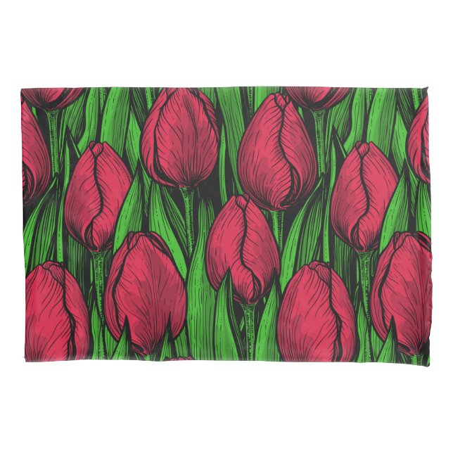 Red tulips pillow case (Front)