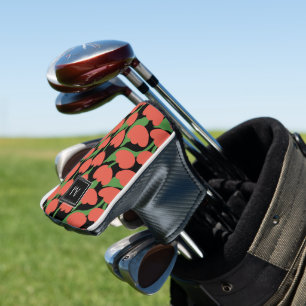 Red tulips retro, personalized monogram golf head cover