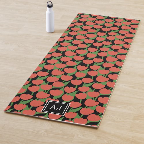 Red tulips retro personalized  yoga mat