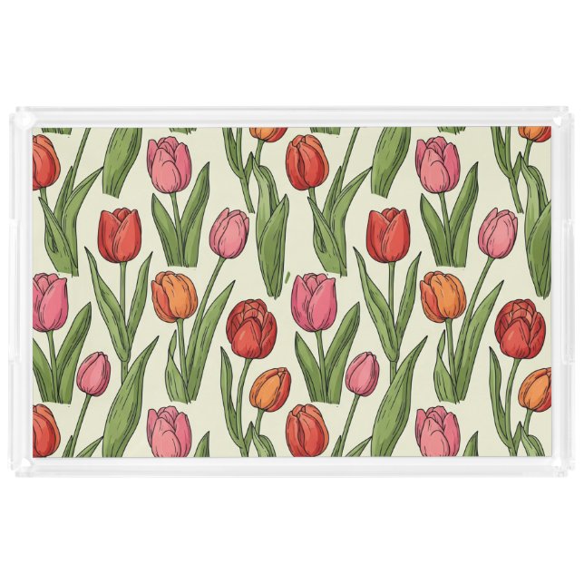 Red Tulips Serving Tray (Acrylic) (Front)