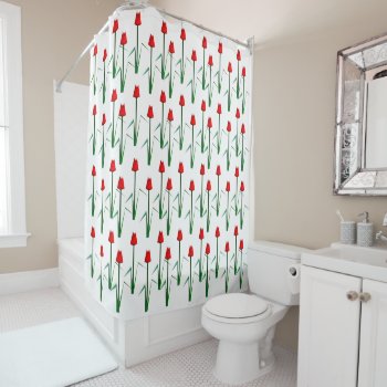 Red Tulips Shower Curtain by ellejai at Zazzle