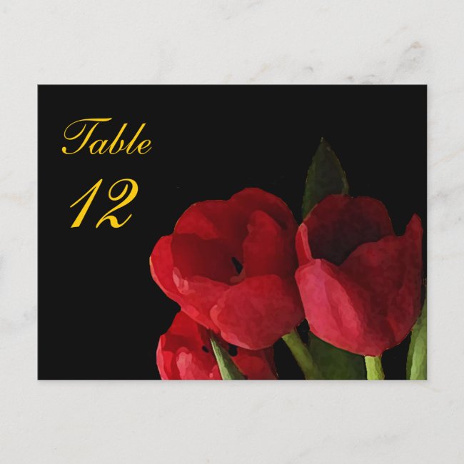 Red Tulips Table Number
