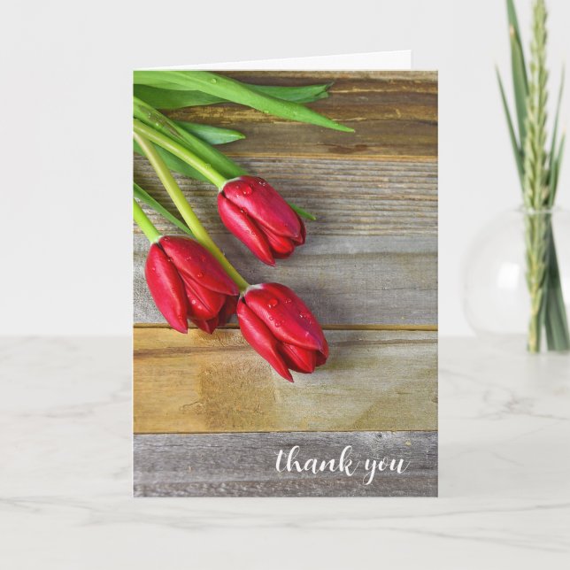 Red Tulips Thank You Card (Front)