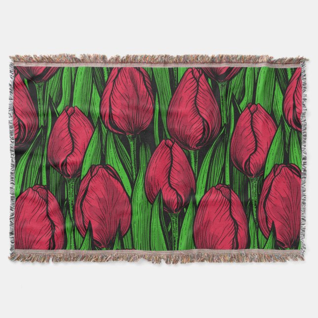 Red tulips throw blanket (Front)