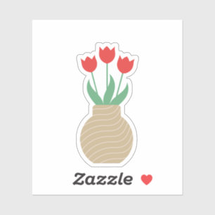 Red tulips vase Custom-Cut Vinyl Stickers