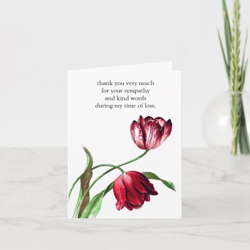 Red Tulips Vintage Seed Thank You Card