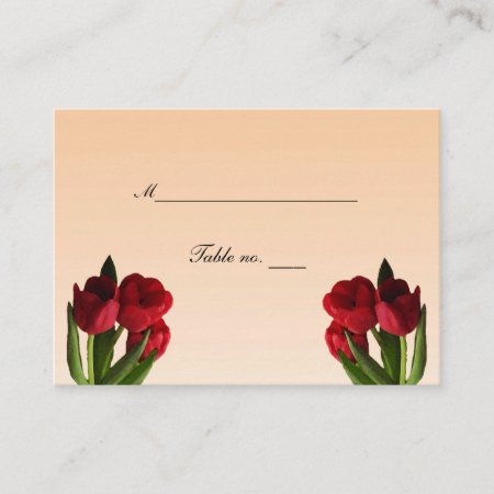 Red Tulips Wedding Escort Card