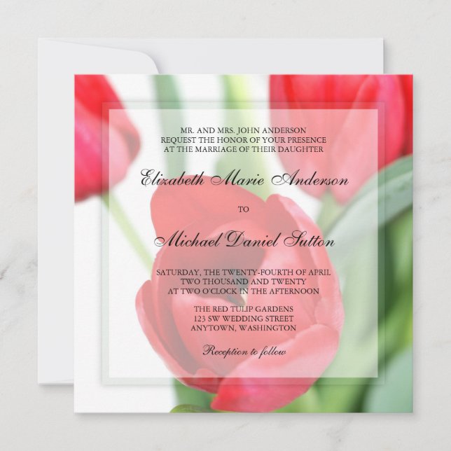 Red Tulips Wedding Invitations (Front)