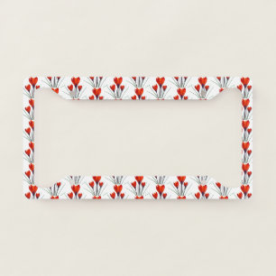 Red Tulips White Background On a Customized Modern License Plate Frame