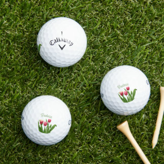 Red Tulips with Greenery Golf Balls