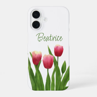 Red Tulips with Greenery iPhone 16 Case
