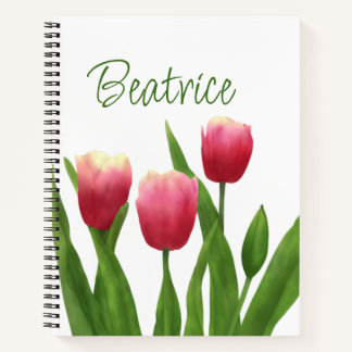 Red Tulips with Greenery Notebook