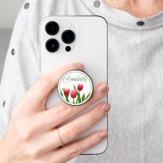 Red Tulips with Greenery PopSocket