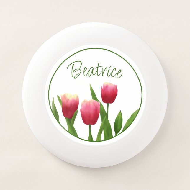 Red Tulips with Greenery Wham-O Frisbee (Front)
