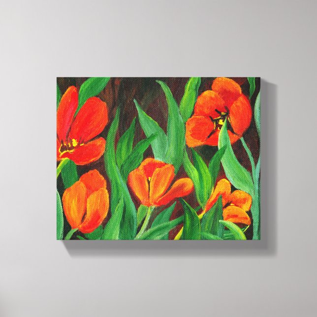 Red Tulips wrapped canvas Print (Front)