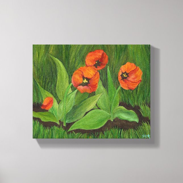 Red Tulips Wrapped Canvas Print (Front)