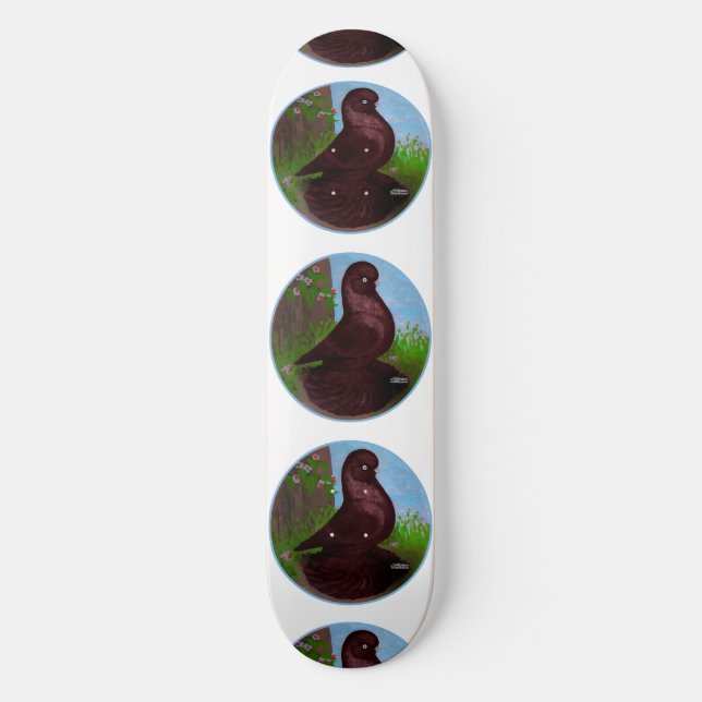 Red Tumbler Pigeon Circle Skateboard (Front)