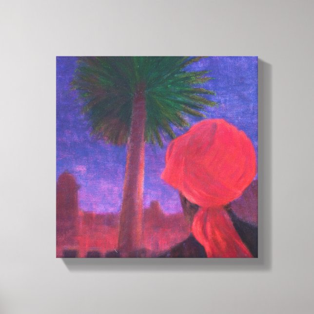 Red Turban dusk Jodhpur 2012 Canvas Print (Front)