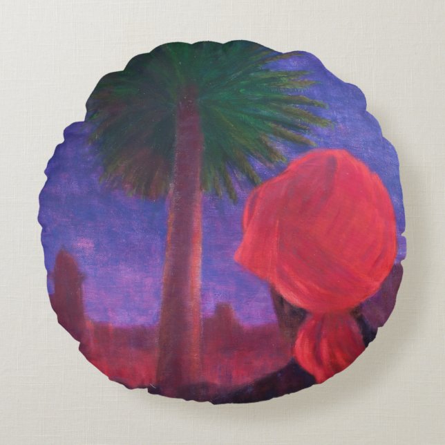 Red Turban dusk Jodhpur 2012 Round Pillow (Front)